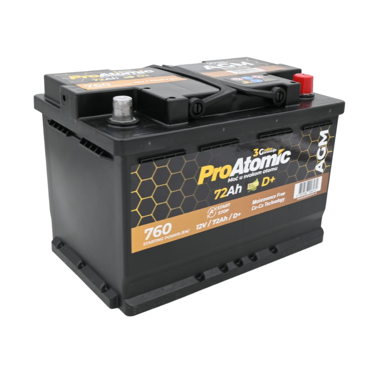 Proatomic Akumulator AGM 72ah D+