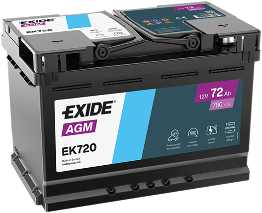 Akumulator start-stop Exide 72ah D+ AGM