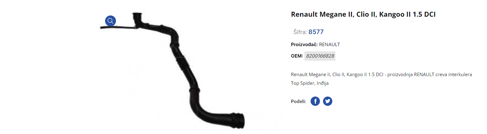 Crevo interkulera Renault Megane II, Clio II, Kangoo II 1.5 DCI